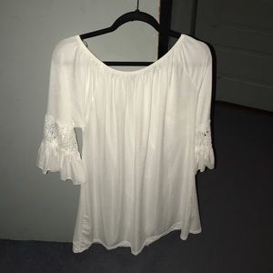Ruffle sleeve tunic white shirt!